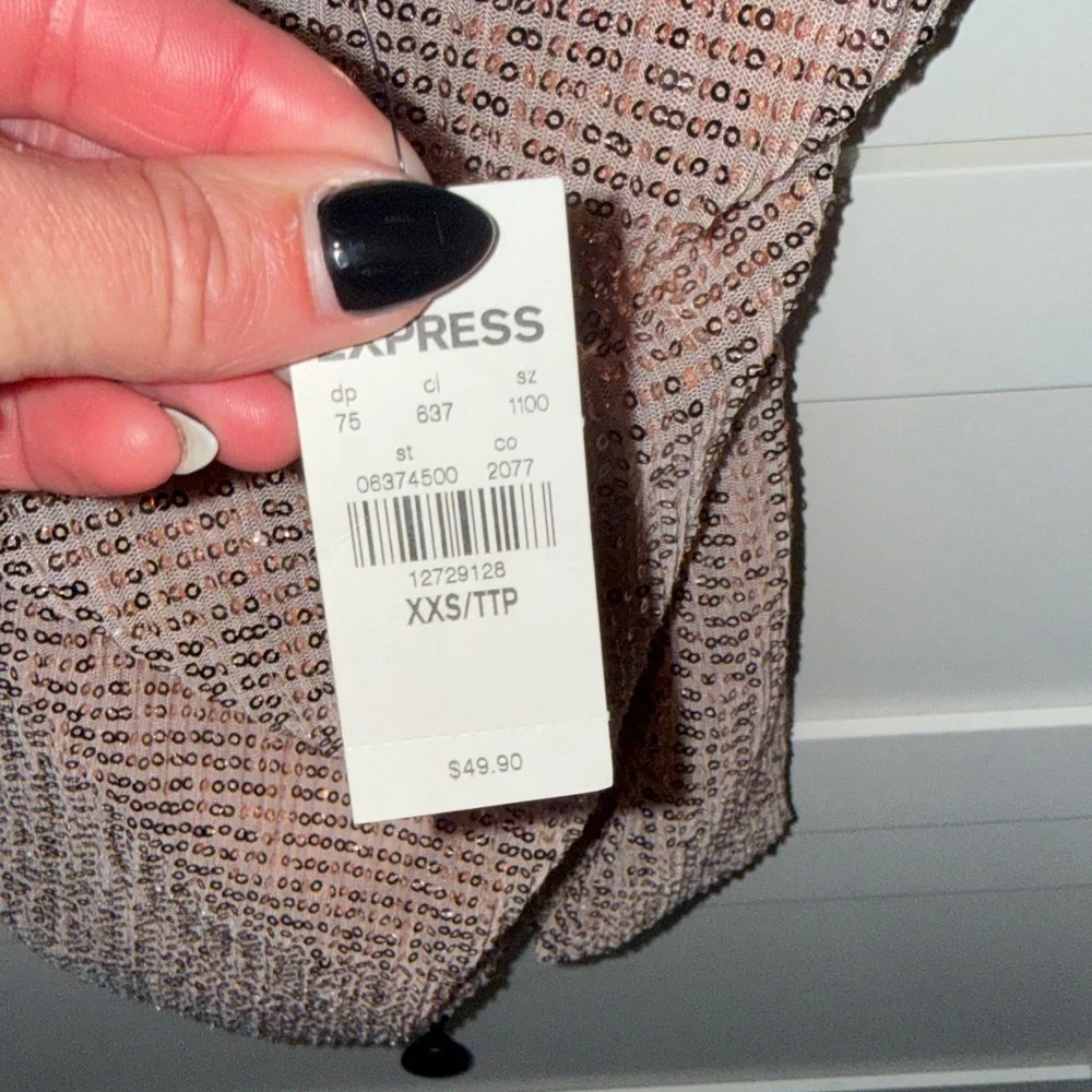 Express Sequin V-Neck Camisole - Brown - Picture 3 of 4